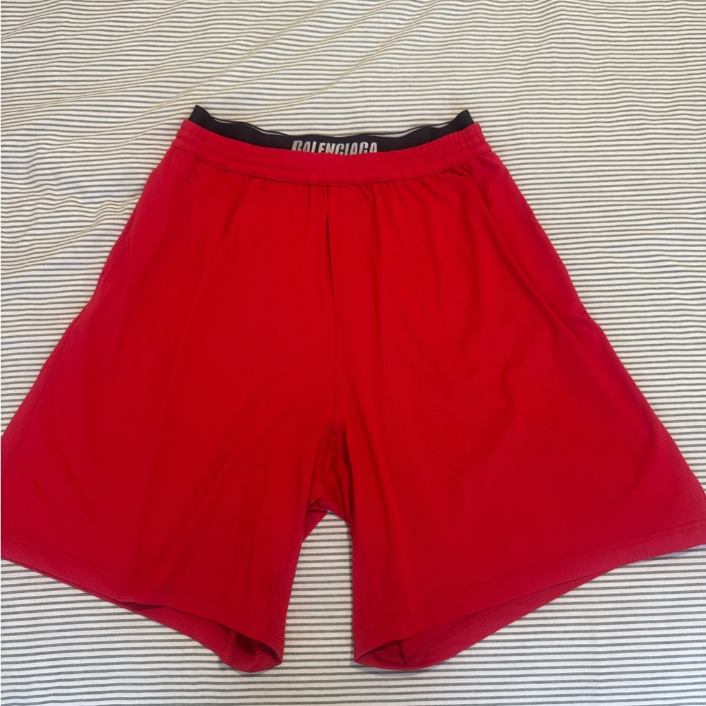 Balenciaga Men’s Red Swim Shorts with Black Waistband size XL